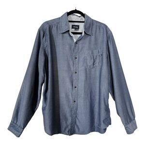 Marmot Shirt Mens Blue Solid Long Sleeve Button Up Hiking Camping Size Large